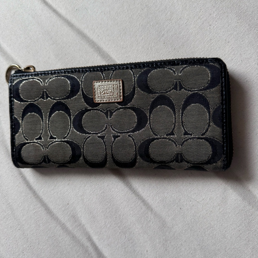 COACH, black and grey POPPY collection long wallet